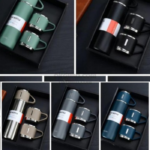 Vacuum Flax Hot water bottle with 3 Steel Cups Combo - 500ml